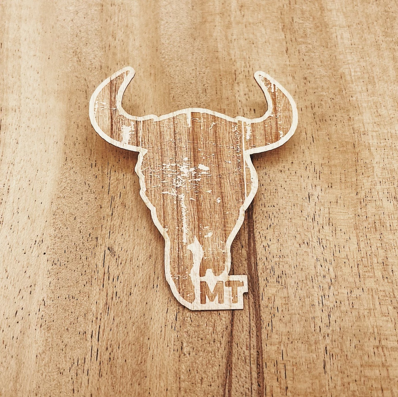 Bison Skull Wood Sticker - MONTANA SHIRT CO.