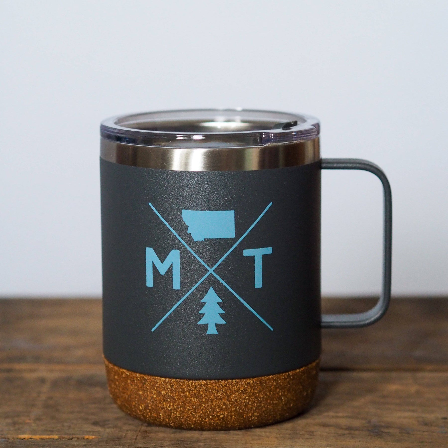 Custom Cork Bottom Travel Coffee Mug w/ Lid - 12 oz.
